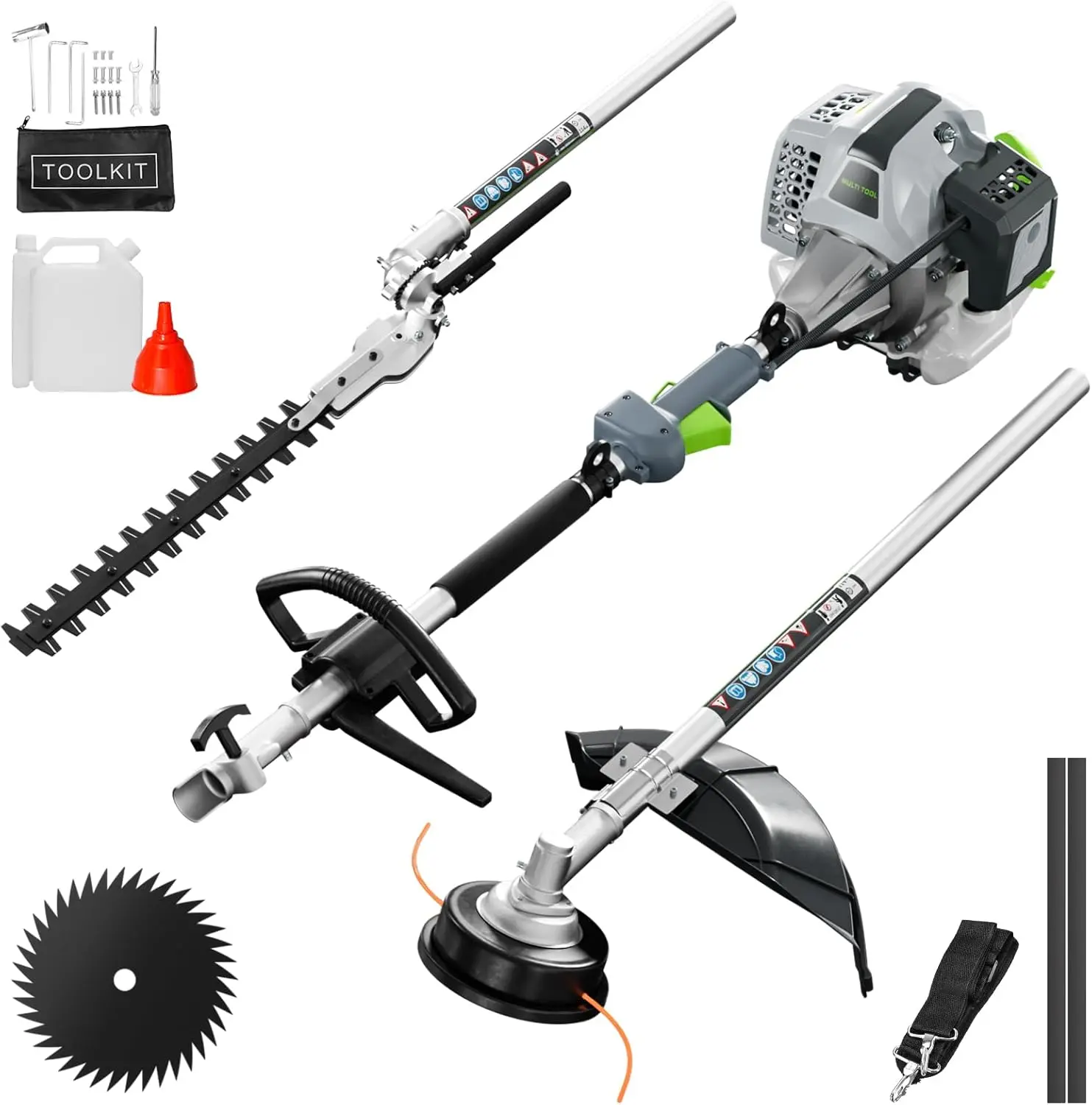 52CC Gas Powered Weed Wacker, 3-IN-1 2-Stroke Backpack Gas Powered Hedge Trimmer, Weed Eater String Trimmer, Brush Cutter 40-Tooth Blade with Shoulder Strap & Safety Lock for Home Garden Lawn Trimming