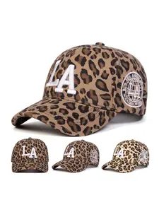 Letter LA Embroidered Leopard Print Baseball Cap, Casual Outdoor Sports Hat for Men & Women, Fashion Accessories for Daily Wear, Adjustable Snapback Cap