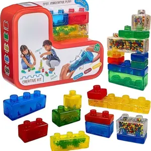 20Pcs Soft Creative Building Blocks Kit, Toddler Preschool Sensory Play Toy, Squeeze Stretch Squish Ouch-Free Blocks, Safety Tested for Kids Ages 2+