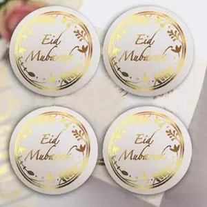 Eid Mubarak Gold Foil Stickers/Labels 12ct.