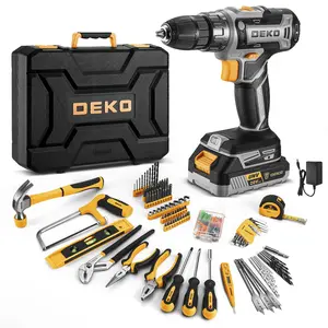 DEKO Cordless Drill Tool Kit Set: 20V Power Drill Tool Box with Battery Electric Drill Driver for Men Home Hand Repair Basic Toolbox Tools Sets Drills Case