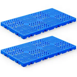 CroBlissful 2 Pcs Plastic Pallets 23.6'' l x 11.8 '' W x 1.2'' H Breathable Grid Floor Ventilation Pallet Lightweight Waterproof Wear Resistant Storage Pad for Supermarket Warehouse Garage Basement