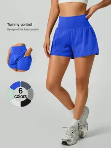 Women's High Waist Sporty Shorts, Wide Leg Design, Tighten Waist, Side Pockets, Quick-Dry Breathable Fabric, Safety Lining, Athleisure Shorts
