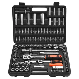 VEVOR Socket Set, Summervibes, 108 Pieces, 1/4 & 1/2 inch Drive Socket and Ratchet Set, Metric Size from 4 to 32 mm, Mechanic Tool Kit with Bits, Accessories, Storage Case, CR-V Alloy Steel, for Automotive Repair