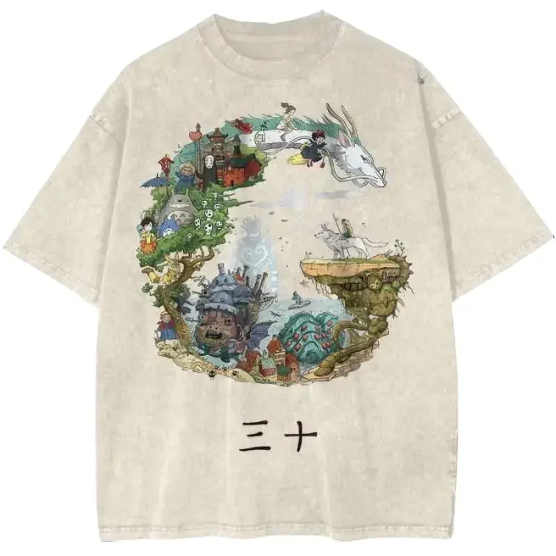 Halloween/Easter shirts Studio Ghibli Anime Streetwear Vintage Graphic Tee Unisex Cotton Crewneck T-Shirt Menswear Womenswear Underwear Streetwear Top Printed Summer Shirts 90s graphic good tees Casual American Short Sleeve T-shirt