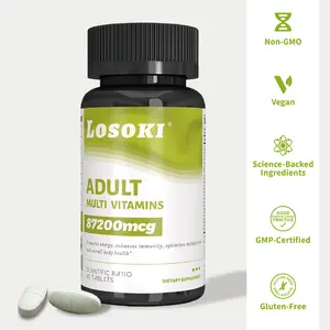 Losoki Adult Women's Multivitamin 87200mcg - Hair Growth Energy Immune Support with Biotin Vitamins A-E B12 60 Tablets for Healthy Hair Skin & Nails