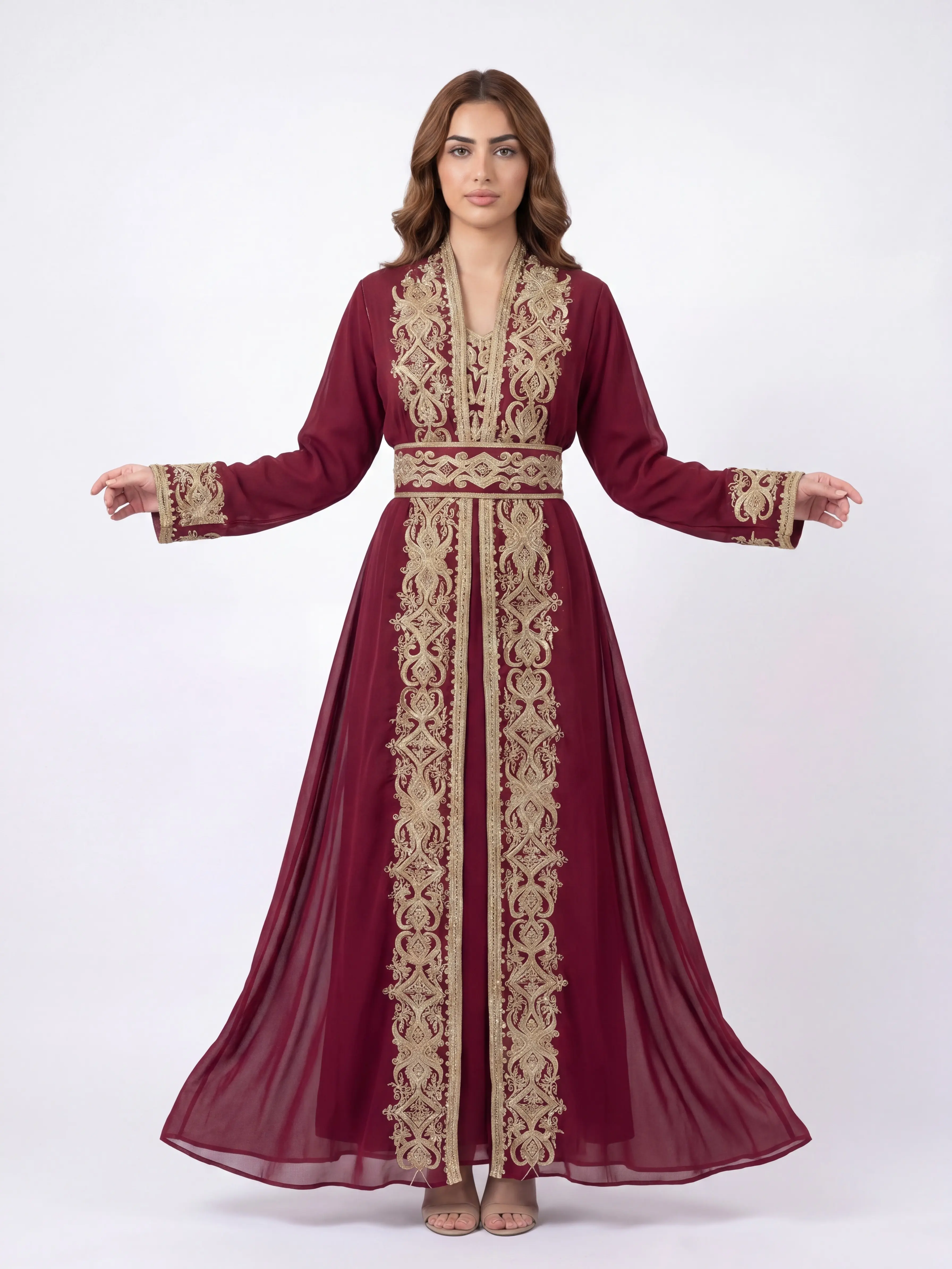 Shams Kuftan - Women's Embroidered Moroccan Kuftan, Traditional Dress, Abaya, Perfect for Eid, Ramadan, Gifts for Her