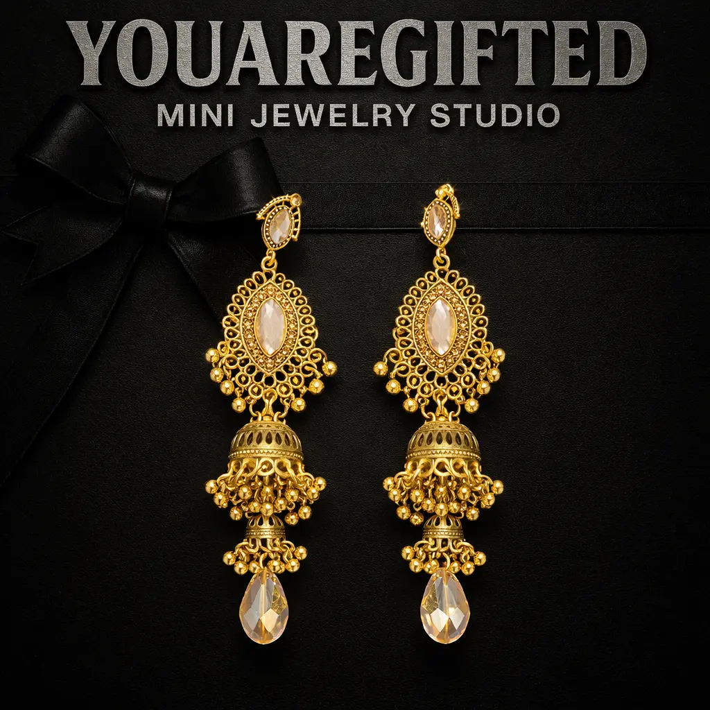 YOUAREGIFTED MJS Exotic Tribe India Style Gold Plated Luxury Women Earring Jewelry Gift for Her Mini Jewelry Studio