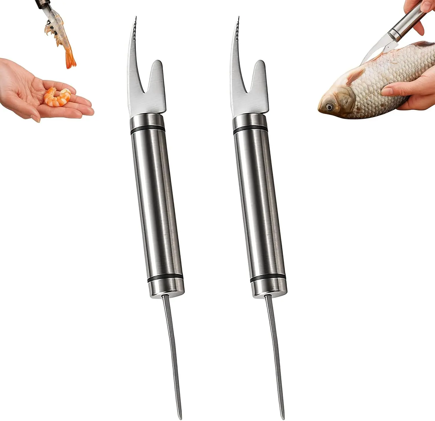 2/4 PCS Stainless Steel Double‑Ended Shrimp Slicing Knife, Practical Shrimp Peeling Tool, Sturdy Kitchen Utensil, Durable Household Gadget for Seafood Processing, Easily Remove Shrimp Shells and Veins, Perfect for Daily Home Food Preparation