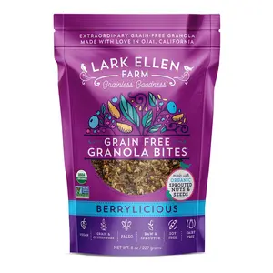 Ellen Farm Grain Free Paleo Granola Bites Certified Organic Vegan Snacks and Cereal made from Sprouted and Activated Nuts and Seeds (Berrylicious, 8 Oz)