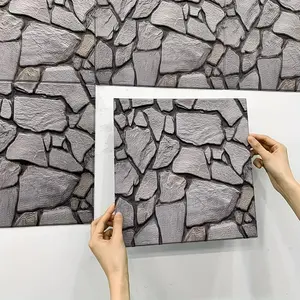 3D Imitation Rock Pattern Wall Sticker, Waterproof Self-adhesive Mosaic Style Wallpaper, Peel and Stick Wallpaper Designs, Wall Decor for Kitchen, Living Room, Bathroom, Corridor, Office, Home and Dormitory Decor, Wallpaper & Wall Trim
