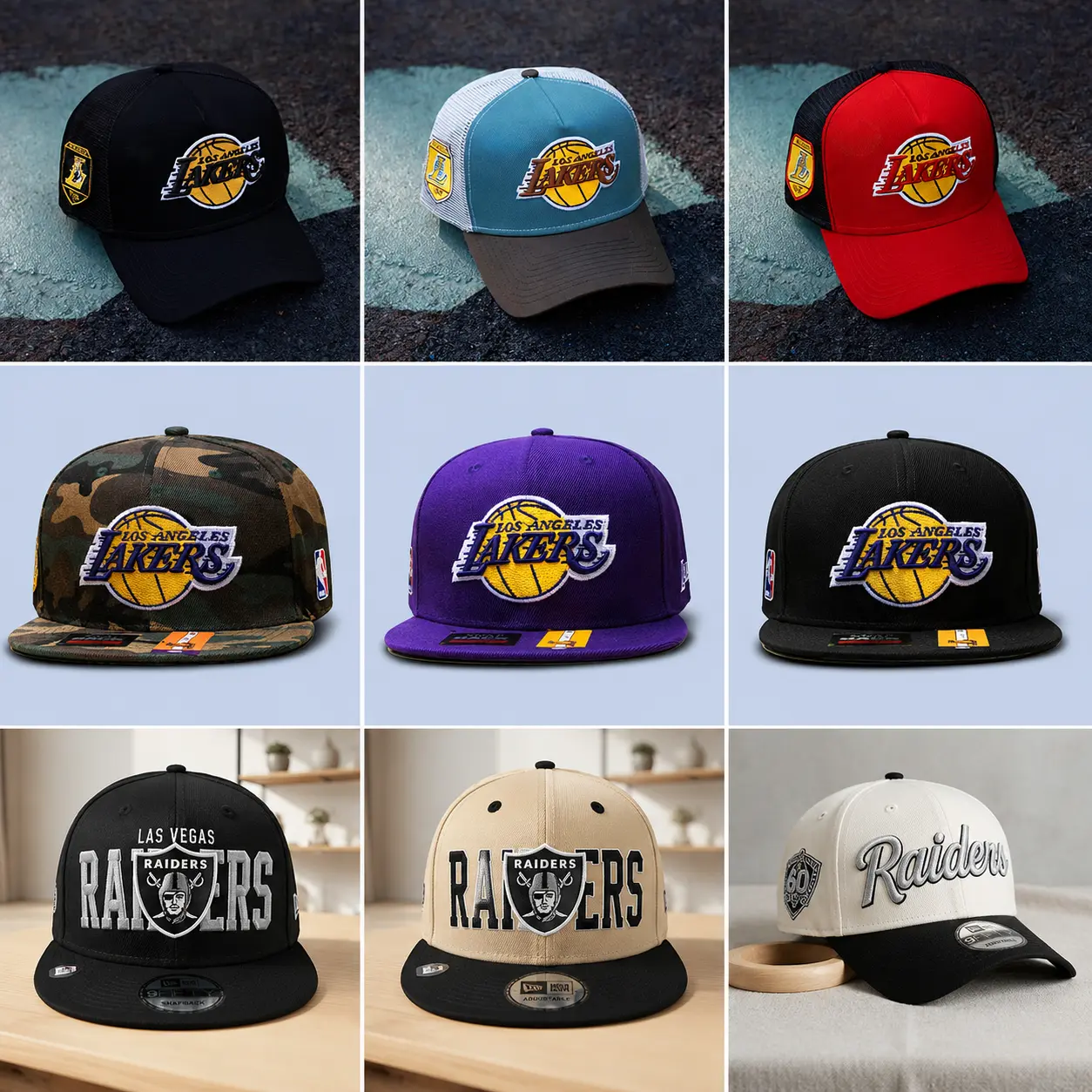New Era Lakers & Raiders Baseball Cap – Stylish, Breathable & Built for Everyday Comfort. Perfect for Sports, Travel & Street Style! #CapForMen #Fashion