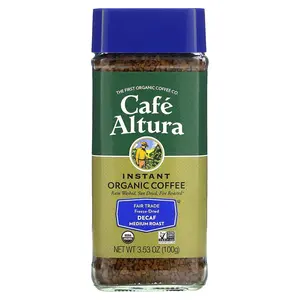 Cafe Altura Instant Organic Coffee, Medium Roast, Freeze-Dried, Decaf, 3.53 oz (100 g)
