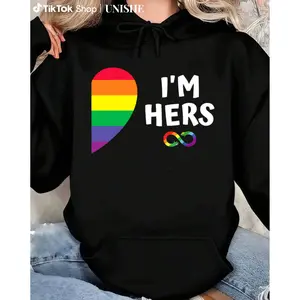 Pride Lesbian Couples Matching Hoodies – 100% 'I'm Hers She's Mine' Long Sleeve Sweatshirts