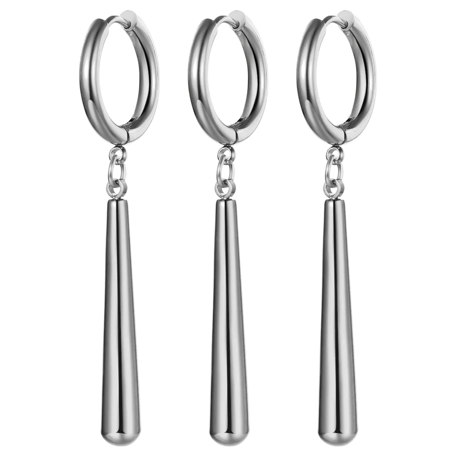 OIDEA Men's Zorro Theme Clip-On Earrings Set - 3-Piece Stainless Steel Fade-Resistant Dangle Hoops, Bravery Adventure Earrings, Anime Graphic Men's Accessories, Stylish Costume Jewelry Mens Gifts summerwins