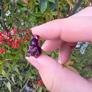 Rainbow Fluorite Crystal Rabbit | Hand-Carved Fluorite Bunny | Purple & Green Fluorite Figurine | Crystal Animal Decor | Gift for Crystal