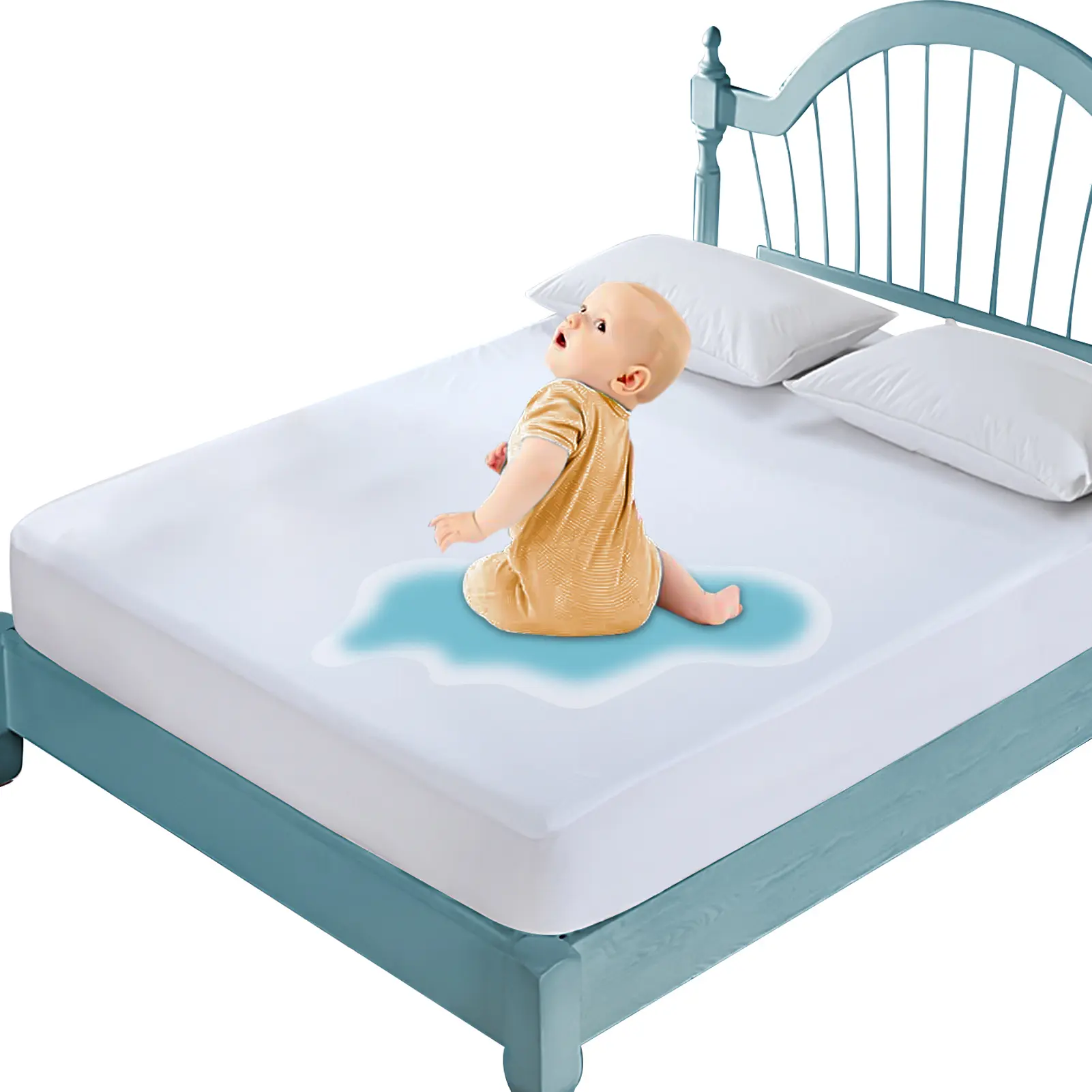 Kayfia Waterproof Mattress Protector Hypoallergenic Breathable Quiet Mattress Cover Fitted for 6-18" Deep Pocket Bed Anti-shifting - Mattress Encasement Washable Vinyl Free