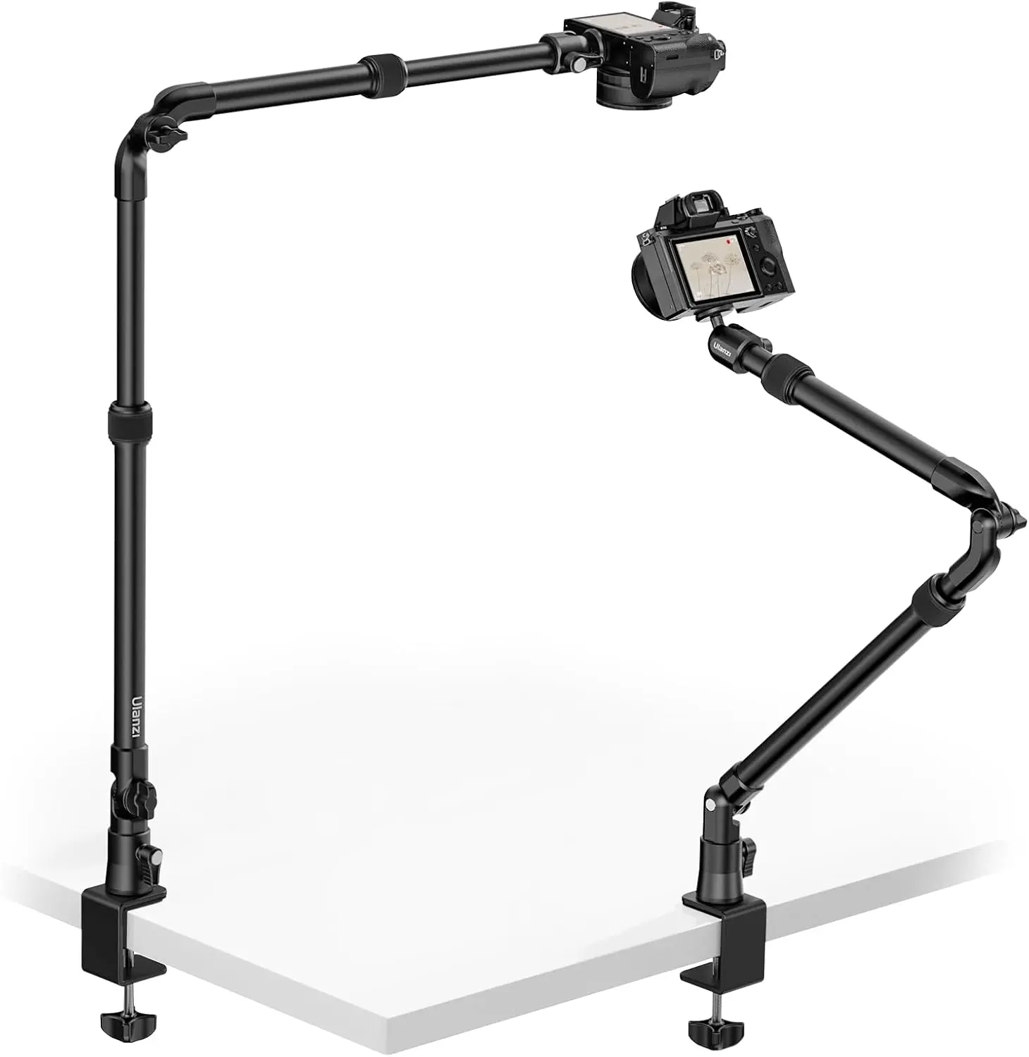 Overhead Camera Desk Mount Arm, Adjustable Articulating Arm Stand for Phone Camera & LED Light, Desk Clamp Mount for Streaming, Photography and Content Creation