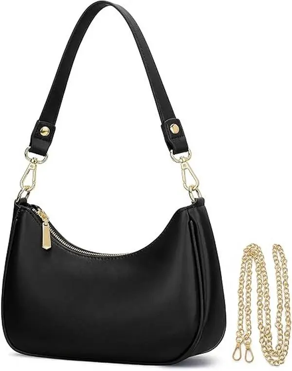 Women's Casual Shoulder Sling, Retro Crescent Hobo Handbag in Soft Vegan Leather, Small Water Resistant Everyday Bag with Gold Hardware, Crossbody Hobo Bag, Purse, Crossbody Handheld Bag, Shoulder Bags