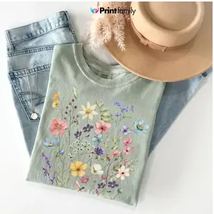 Comfort Colors Wildflower TShirt, Vintage Pressed Flower T-shirt, Cottagecore Floral, Cute Boho Flower Tee, Botanical Nature Lover Gift - Printfamily