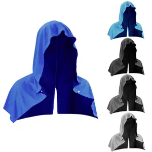 Cooling Hoodie Towels, Instant Cooling Towels for Neck and Face, UPF 50 Sun Protection, Ice Towel for Hot Weather, Sweat Towel for Yoga, Sports, Gym (Gray)