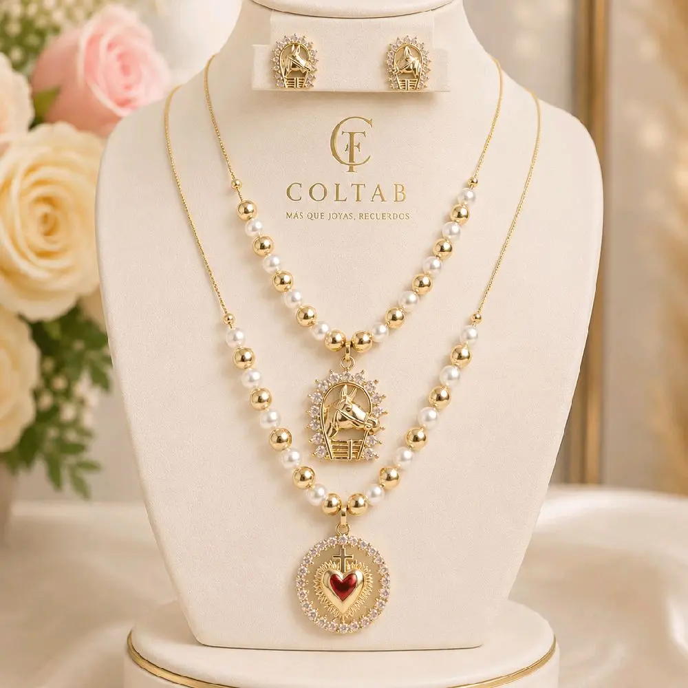 2 sets with necklace and earrings  horse and heart.