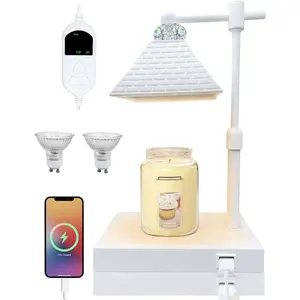 Candle Lamp Warmer, Candle Warmer Lamp with Timer & Dimmer, Candle Warming Lamp with USB Charging Ports & 2 Bulbs, Wax Warmer Lamps Scented Candles Home