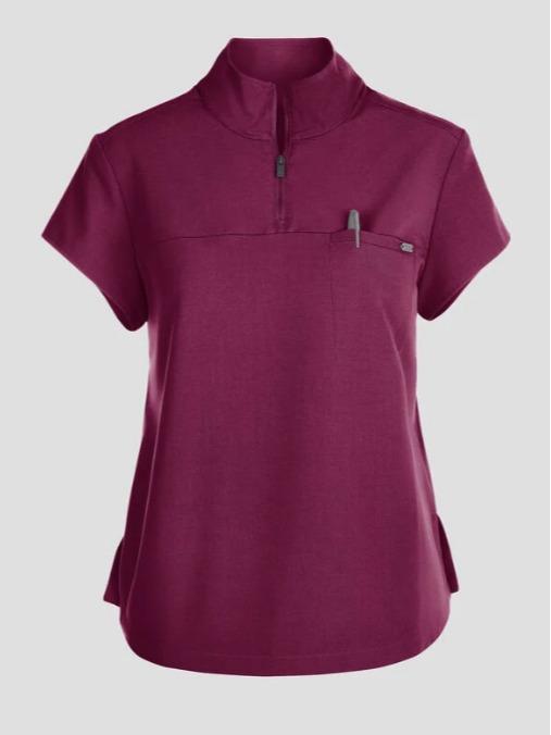 Healing Hands Quest Women's 1-Pocket STRETCH Tuck In Half Zip Collar Scrub Top