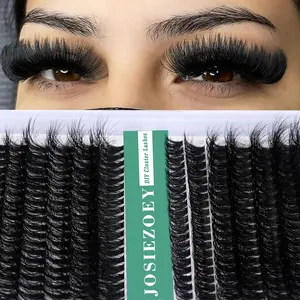 JOSIEZOEY Fluffy Lash Clusters 60D+80D Individual Lashes 280pcs 0.07D 10-18mm Lash Extensions Cluster Lashes Thin Band Wispy Cluster Eyelashes DIY Eyelashes Extension at Home(0.07D-9-16MM-Thin Band-Fluffy)