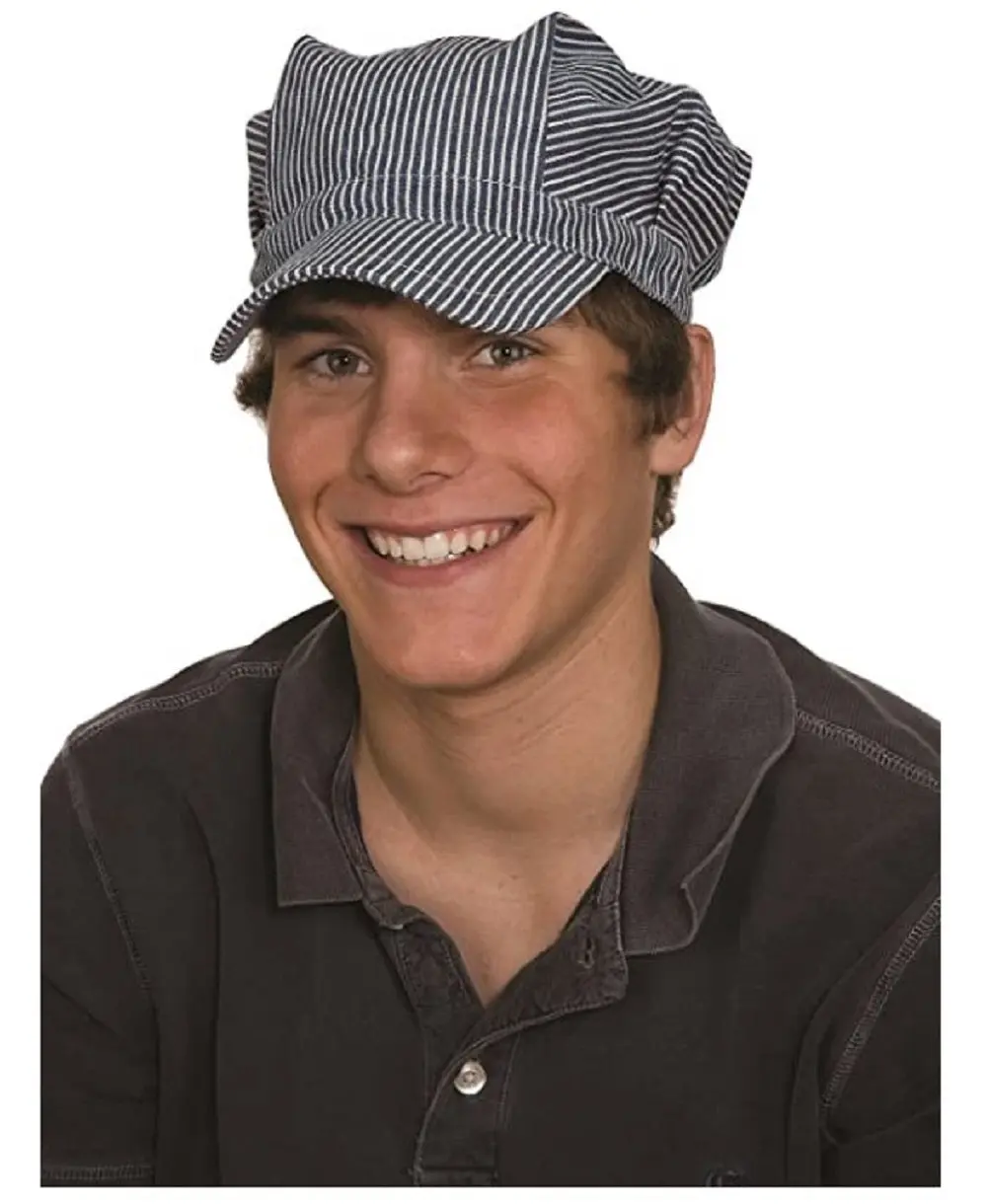 Blue/White Train Conductor Hat - Pinstripe - Engineer - Costume Accessory