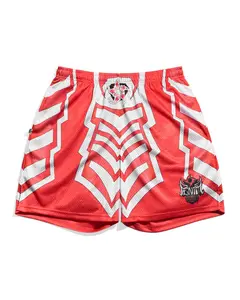 Chalk Line | Penta RAW Red Retro Shorts – Wrestling Mesh Shorts for Men | Penta Inspired Red Gym & Streetwear Athletic Shorts