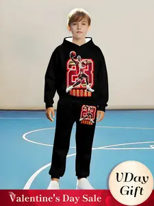 Boys Jordan 23 Dunk Theme Set, Hoodie & Jogger Pants, Sweatshirts, Casual Streetwear, Athletic, Fall & Winter, Fitted, Regular Length, Graphic Print Set