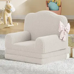 Kids Couch 2-in-1 Convertible Toddler Sofa,Vacuum-Packed No Assembly, Hidden Zippers for Safety, Non-Slip Bottom,for Girls and Boys