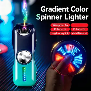 Finger Tip Spinner Lighter, USB‑C rechargeable and windproof. Gradient color design with premium finish | No butane, no fluid, never dies in wind — high-end EDC gadget, fidget toy, and special gift for men and women