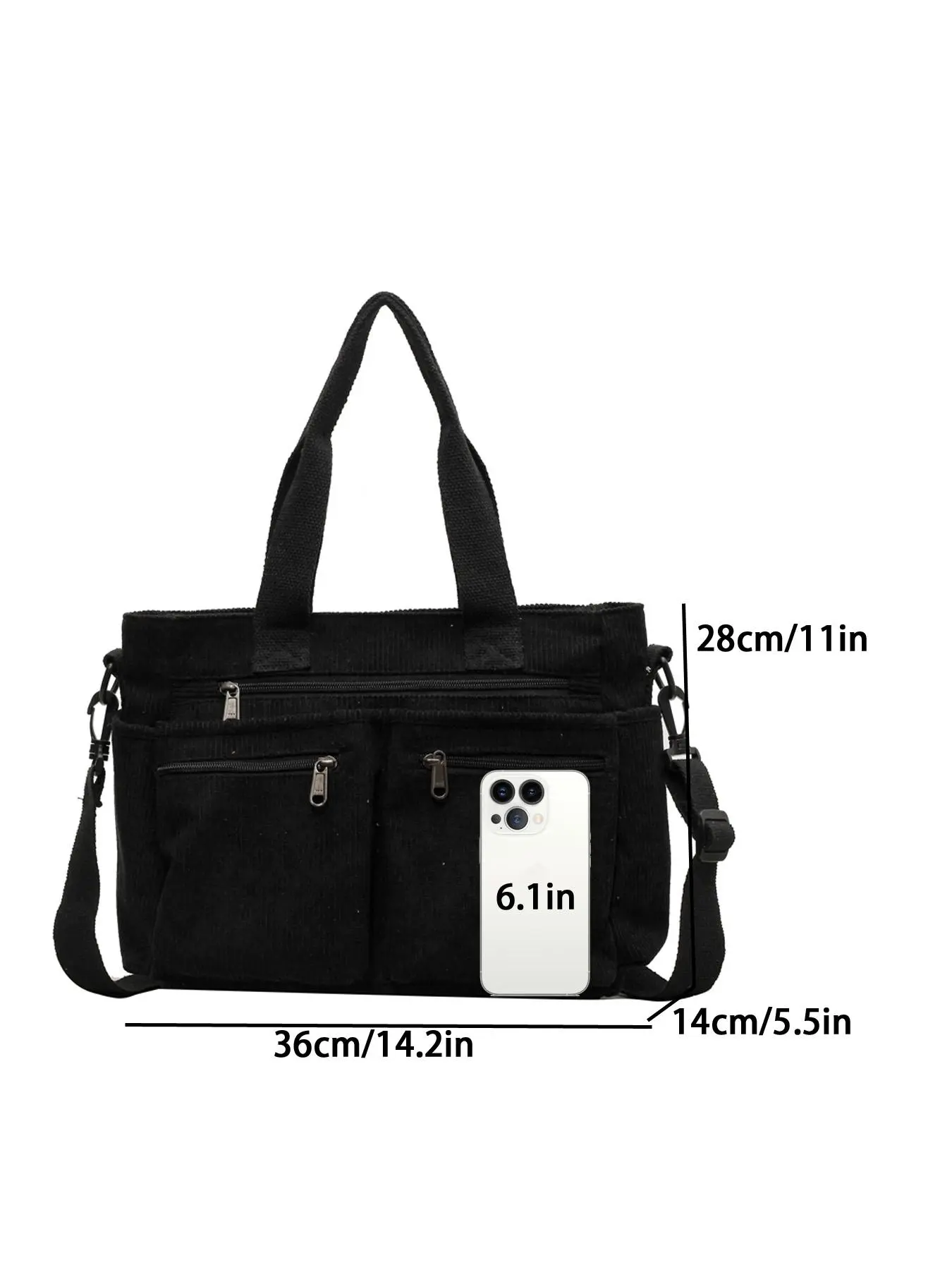 Women's Solid Color Zipper Tote Bag, Large Capacity Multi-pocket Portable Shoulder Bag, Casual Trendy Versatile High-quality Daily Commuting Bag, Business Style Tote Women's Solid Color Zipper Tote Bag, Large Capacity Multi-pocket Portable Shoulder Bag, Casual Trendy Versatile High-quality Daily Commuting Bag, Business Style Tote