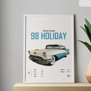 GiftOfHope Oldsmobile 98 Holiday 1955 Wall Art Unframed Poster For Boys Room And Home Office Decor Gifts