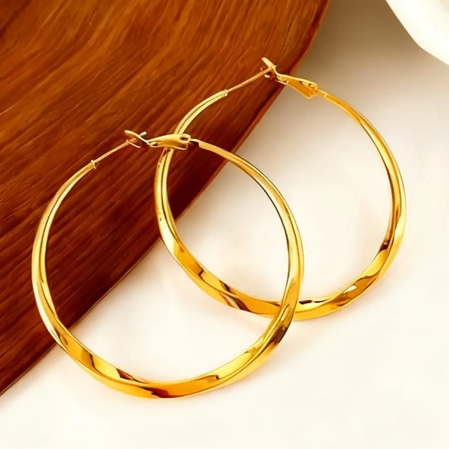 6mm Wide Gold Hoop Earrings for Women Trendy 18K Gold Plated Large Big Flat Hoop Earrings Non Tarnish Everyday Earrings Jewelry for Women