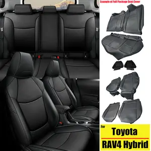 Fuax Leather Full Coverage Front & Rear Full Set All inclusive Customed Car Replacement Cushions Automotive Interior Vehicle Black 5- Seat Covers For Toyota RAV4 Hybrid 2019-2024 2025 2026, Auto Seat Protectors, Car Interior Kit