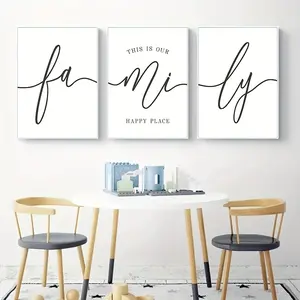 3pcs This Is Our Happy Place Canvas Painting, Family Wall Art Quote, Poster And Prints, For Living Room Dining Room Home Decor, No Frame
