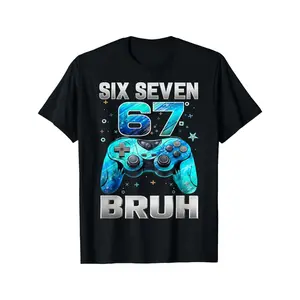 Six Seven 67 'Bruh' Funny Gamer Birthday Boy T-Shirt for Boys & Girls - Birthday Party Outfit, Casual Gaming Apparel for, Travel & Casual Attire