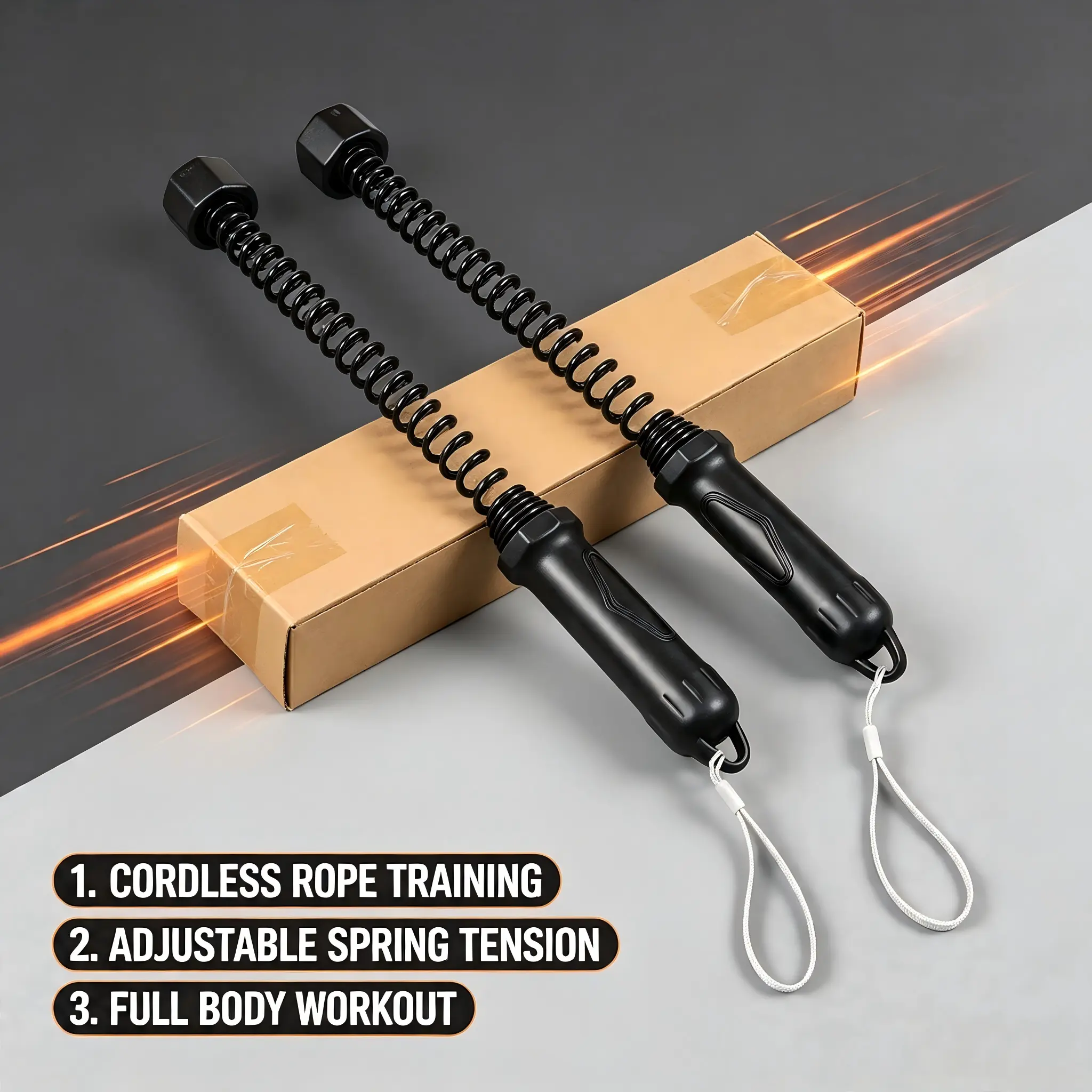 Cordless Rope Training Tool with Adjustable Spring Tension for Full Body Workout - Perfect for Home Fitness Sessions