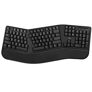 Monoprice Ergonomic Wireless Split 105-Key Keyboard 2.4GHz Wireless 13 Multimedia Hotkeys Functions Built‑In Wrist Cushion Support