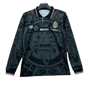 1998 World Cup Mexico Classic Retro Third Away Kit Black Long Sleeve Soccer Jersey