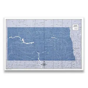 Push Pin North Dakota Map (Pin Board) - Navy Color Splash
