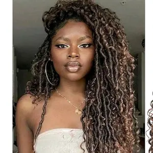 Full Lace with Baby Hair Goddess Faux Locs T1B/30 Natural Looking Synthetic Braiding Hair Extension
