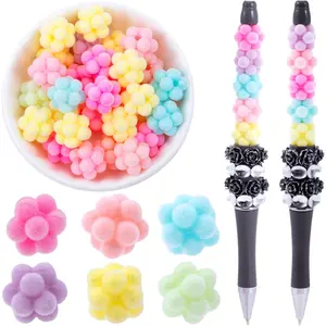 Household daily necessities 15 Pcs 14mm Beads for Pens Making, Velvet Bubblegum Beads, Flocking Beadable Pens, Focal Bead for Pens, Colorful Bead for Jewelry Making, Keychains, Bracelet, Necklace (Candy Color)