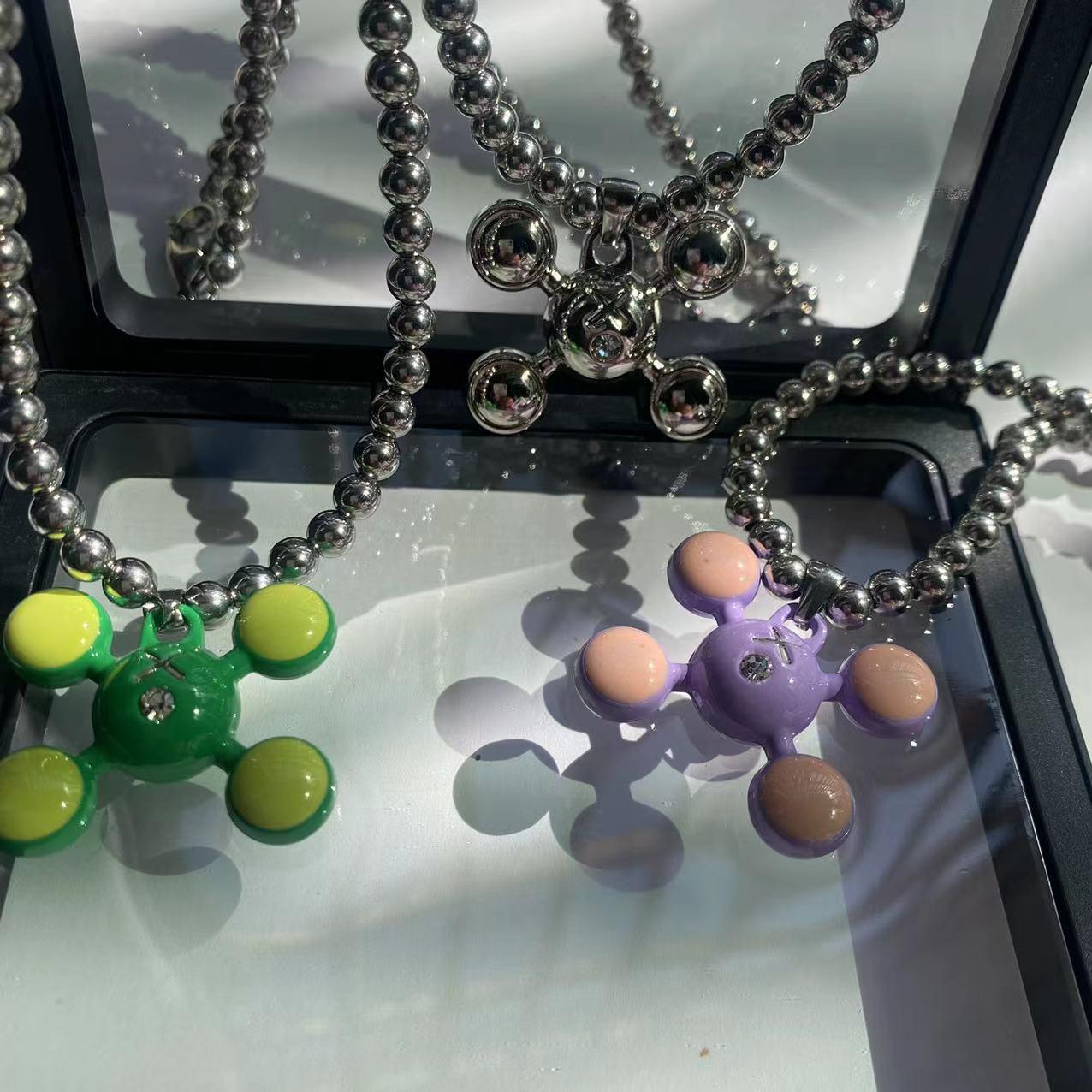 Fashion Four-corner Ball Pendant Necklace Personality Hip Hop Trend Niche Necklace Fine Jewelry Gifts for Men and Women