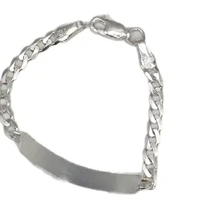 Bracelets & Bangles Plano Tejido Placa Medida 4.5 y 5.5 en Plata Mexicana 9.25 Cadena de alta calidad y Diseño elegante baby Bracelets