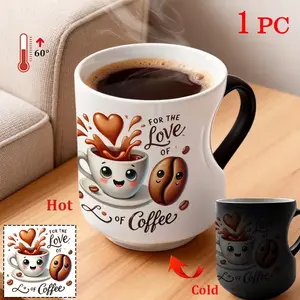 Color-Changing Ceramic Mug - Perfect for Your Morning CoffeeHeat-Activated Color Changing Mug Magic Reveal Mug Thermosensitive Ceramic Mug, Heart Handle Mug, 11oz/ 330ml, Coffee Mug Christmas Gift for Friends, Cup