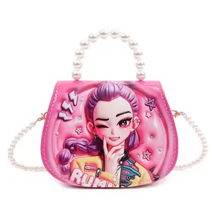 3D New Bag, Witch Group Coin Purse, Kpop Anime Cute Storage Bag, Pearl Strap Shoulder Crossbody Bag, PU Leather Handbag,Huntrx Cartoon Girls Pearl Handle Kids Crossbody Bag